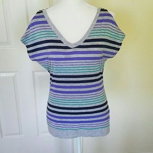 Striped cold-shoulder top